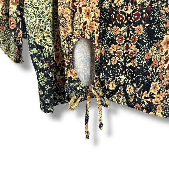 Farmers Market Deco Tie Waist Jacobean Floral Embellished Shirt Plus Size 3X - Picture 4 of 9